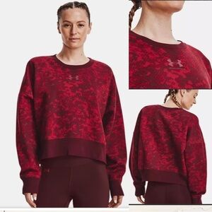 Under Armour Women's Rival Fleece Camo Crew in Chestnut Red M
